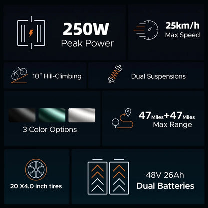 ENGWE M20 City Electric Bicycle Dual Suspension 48V 26Ah Lithium Battery Variable Speed Long Range Disc Brake Dual Ebike