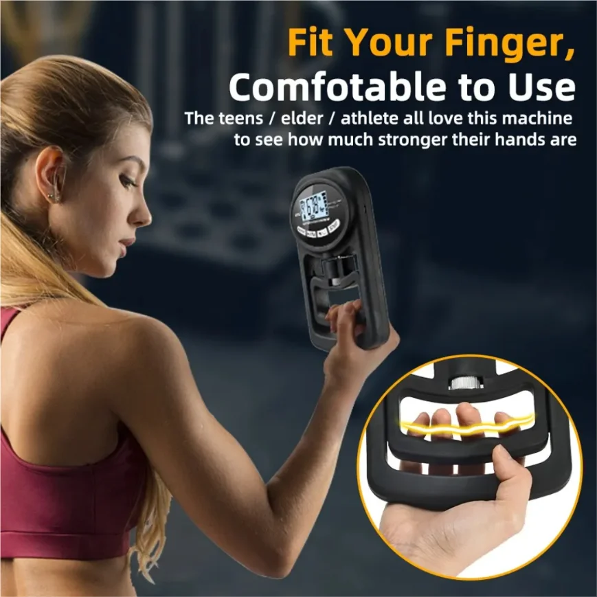 Grip Strength Tester 265Lbs/120Kg Grip Strength Meter Digital Hand Dynamometer USB LCD Screen Hand Grip for Power Training Sport