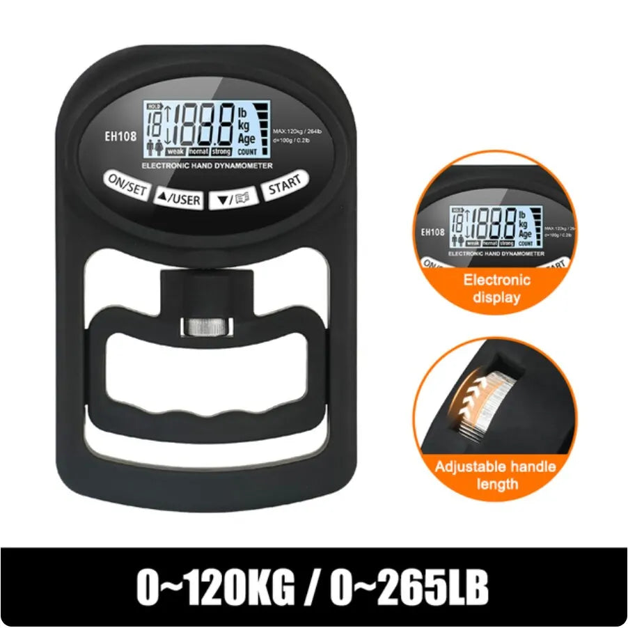 Grip Strength Tester 265Lbs/120Kg Grip Strength Meter Digital Hand Dynamometer USB LCD Screen Hand Grip for Power Training Sport