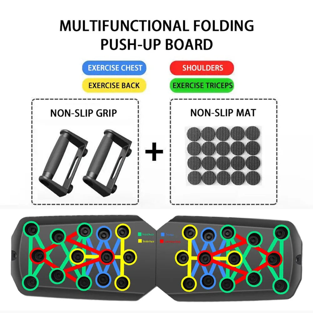 Portable Multifunctional Push-up Board Set With Handles Foldable Fitness Equipment For Chest Abdomen Arms And Back Training#Colo
