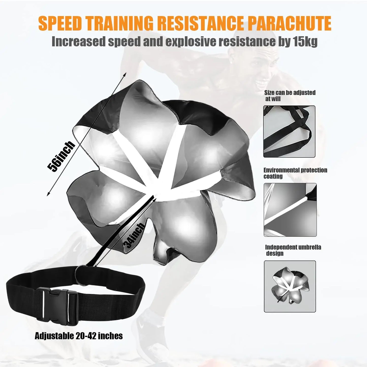 Buckle Belt Speed Parachute Agility Speed Training Umbrella Football Soccer Kick Resistance Rope Running Chute Obstacles Tool