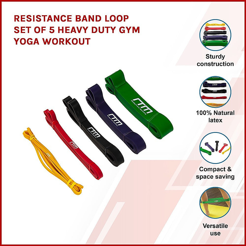 NNEDSZ Resistance Band Loop Set of 5 Heavy Duty Gym Yoga Workout